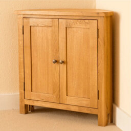 Lanner Oak Small 2 Door Corner Cabinet - Fully Assembled By Roseland Furniture - thumbnail 3
