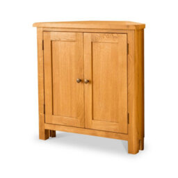 Lanner Oak Small 2 Door Corner Cabinet - Fully Assembled By Roseland Furniture - thumbnail 2