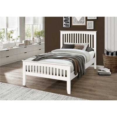 Worcester 3Ft Single Aldershot White Shaker Style Wood Bed Frame - (101Cm)