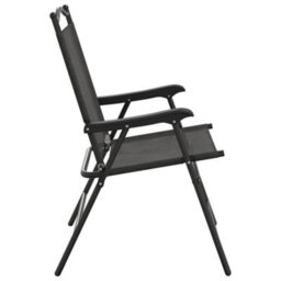 Folding Garden Chairs 2 Pcs Melange Grey Steel And Textilene - Cushion Not Included - thumbnail 6