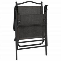 Folding Garden Chairs 2 Pcs Melange Grey Steel And Textilene - Cushion Not Included - thumbnail 8