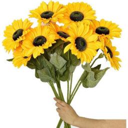 6 Pack Large Artificial Sunflower Flowers With Long Stems, Fake Silk Sunflowers, Bulk Decoration For Home, Wedding, Outdoor - thumbnail 1