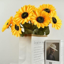 6 Pack Large Artificial Sunflower Flowers With Long Stems, Fake Silk Sunflowers, Bulk Decoration For Home, Wedding, Outdoor - thumbnail 4