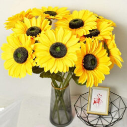 6 Pack Large Artificial Sunflower Flowers With Long Stems, Fake Silk Sunflowers, Bulk Decoration For Home, Wedding, Outdoor - thumbnail 8