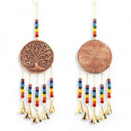 Indian Chimes Medium Tree Of Life Chakra Beads 5 Bells Gold - thumbnail 4