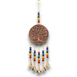 Indian Chimes Medium Tree Of Life Chakra Beads 5 Bells Gold