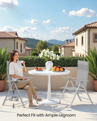 LEDREM Set Of 2 Folding Garden Chairs, Outdoor Chairs With Metal Frame, 8-Angle Reclining Backrest,grey - image 1