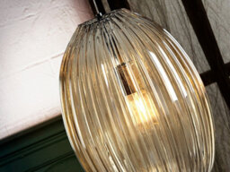 Luminosa Lighting Luminosa Ovila Pendant Light With Large Grey Shade In Cognac Tonality - Uk Stock - thumbnail 2