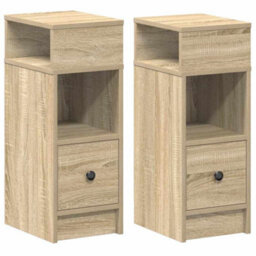 Berkfield Bedside Cabinets 2 Pcs With Drawer Sonoma Oak 25X31X66 Cm - thumbnail 2