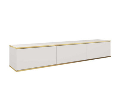 Arte Elegant Oro Floating Tv Cabinet H300mm W1750mm D320mm In White - Bright And Modern Centerpiece - image 1