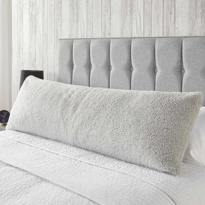 OHS Long Bolster Pillow Teddy Fleece Body Neck Pregnancy Support Cushion - image 1