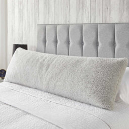 OHS Long Bolster Pillow Teddy Fleece Body Neck Pregnancy Support Cushion - thumbnail 1