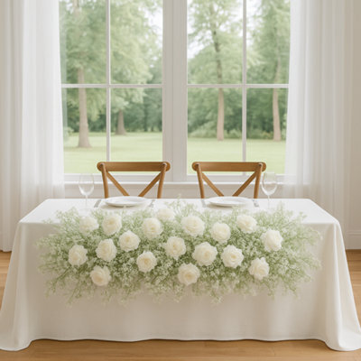 Sandra Chaircovers Wedding General 100Cm Ivory Artificial Gypsophila Table Flower Arrangement, Baby Breath Floral Centrepiece Display - image 1