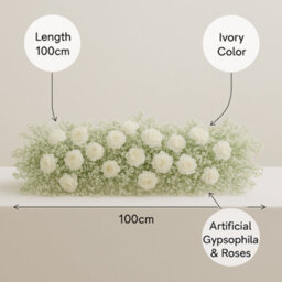 Sandra Chaircovers Wedding General 100Cm Ivory Artificial Gypsophila Table Flower Arrangement, Baby Breath Floral Centrepiece Display - thumbnail 3