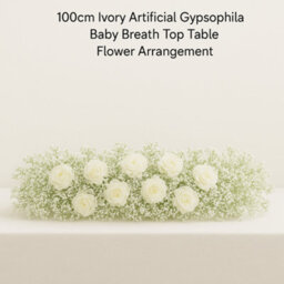 Sandra Chaircovers Wedding General 100Cm Ivory Artificial Gypsophila Table Flower Arrangement, Baby Breath Floral Centrepiece Display - thumbnail 5