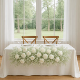 Sandra Chaircovers Wedding General 100Cm Ivory Artificial Gypsophila Table Flower Arrangement, Baby Breath Floral Centrepiece Display - thumbnail 1