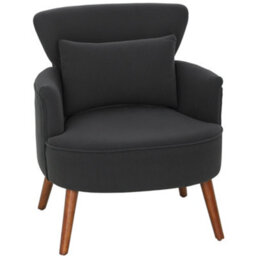Wyld Haus Mielyo Black Corduroy Retro Accent Armchair With Wing Back And Wooden Legs - thumbnail 2
