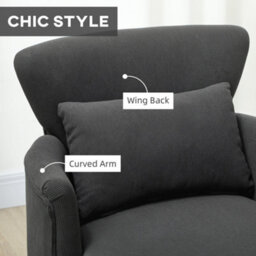 Wyld Haus Mielyo Black Corduroy Retro Accent Armchair With Wing Back And Wooden Legs - thumbnail 7