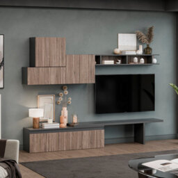 Decorotika Estoril Moduler Modern Tv Unit Wall Mount Floating Media Console Black Alina - thumbnail 3