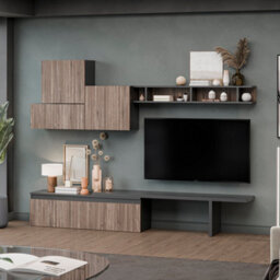 Decorotika Estoril Moduler Modern Tv Unit Wall Mount Floating Media Console Black Alina - thumbnail 2