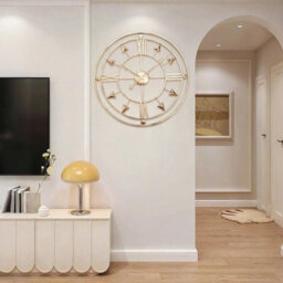 Large Circular Wall Clock - 60Cm Iron Arrow Silent Open Face Luxury Gold - thumbnail 5