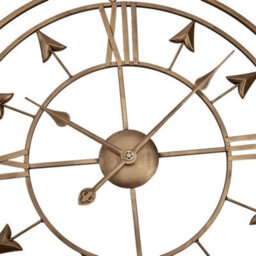 Large Circular Wall Clock - 60Cm Iron Arrow Silent Open Face Luxury Gold - thumbnail 4