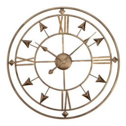 Large Circular Wall Clock - 60Cm Iron Arrow Silent Open Face Luxury Gold - thumbnail 1