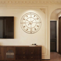 Large Circular Wall Clock - 60Cm Iron Arrow Silent Open Face Luxury Gold - thumbnail 6