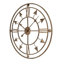 Large Circular Wall Clock - 60Cm Iron Arrow Silent Open Face Luxury Gold - thumbnail 3