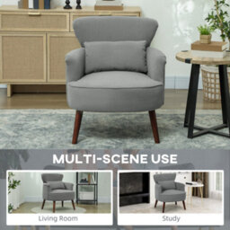 Homcom Armchair With Padded Seat And Backrest For Living Room, Light Grey - thumbnail 8