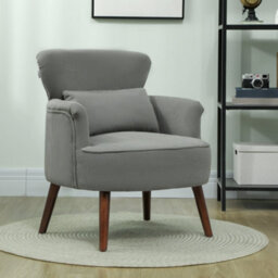 Homcom Armchair With Padded Seat And Backrest For Living Room, Light Grey