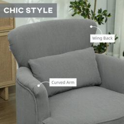 Homcom Armchair With Padded Seat And Backrest For Living Room, Light Grey - thumbnail 6