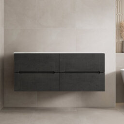 Affine 1200mm White Marble Vanity Unit Double Wall Hung Fluted No Basin Soft Close - thumbnail 2