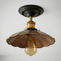 Industrial-Semi Flush Mount Ceiling Lighting E27 Base Metal 22Cm Umbrella Shape Brushed Copper Lamp Shade Living Room - thumbnail 7