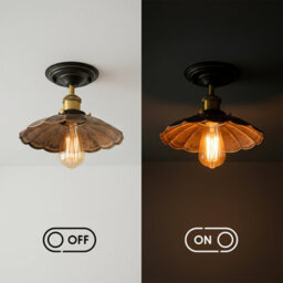 Industrial-Semi Flush Mount Ceiling Lighting E27 Base Metal 22Cm Umbrella Shape Brushed Copper Lamp Shade Living Room - thumbnail 3
