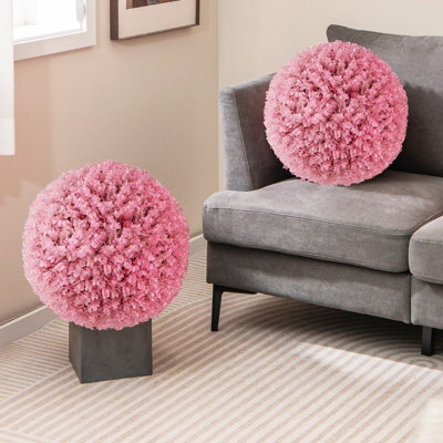 Gainoom 2 Pcs Artificial Plant Topiary Balls 44Cm Faux Pink Eucalyptus Decorative Balls - image 1