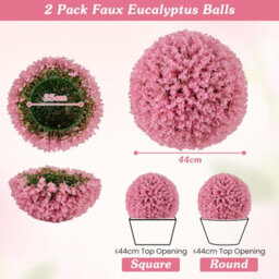Gainoom 2 Pcs Artificial Plant Topiary Balls 44Cm Faux Pink Eucalyptus Decorative Balls - thumbnail 3