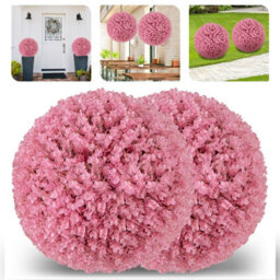 Gainoom 2 Pcs Artificial Plant Topiary Balls 44Cm Faux Pink Eucalyptus Decorative Balls - thumbnail 5