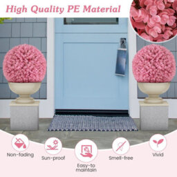 Gainoom 2 Pcs Artificial Plant Topiary Balls 44Cm Faux Pink Eucalyptus Decorative Balls - thumbnail 6