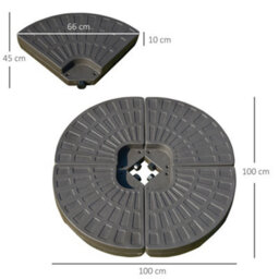 Outsunny 4Pcs Cantilever Offset Patio Parasol Base Stand, Water & Sand Filled - thumbnail 3