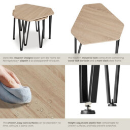 Tectake Coffee Table Torquay - 3 Nesting Tables, Industrial Style - Industrial Wood Light, Oak Sonoma - thumbnail 4