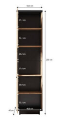 Arte Ines 11 Tall Display Cabinet - Timeless Oak Artisan & Black With Glass Shelf - W500mm X H2000mm X D400mm - thumbnail 2