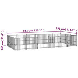 Berkfield Outdoor Dog Kennel Steel 16.94 M2 - thumbnail 6