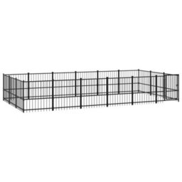 Berkfield Outdoor Dog Kennel Steel 16.94 M2 - thumbnail 2