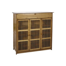 3 Door Bamboo Wooden Shoes Storage Cabinet Rack Stand Cupboard - thumbnail 1
