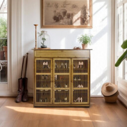 3 Door Bamboo Wooden Shoes Storage Cabinet Rack Stand Cupboard - thumbnail 4