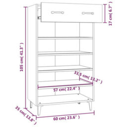 Berkfield Elegant Shoe Cabinet Concrete Grey 60X35X105 Cm Engineered Wood - thumbnail 9