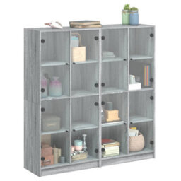 Berkfield Bookcase With Doors Grey Sonoma 136X37X142 Cm Engineered Wood - thumbnail 5