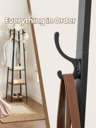 LEDREM Coat Rack, Coat Stand With 4 Shelves, Hall Tree Free Standing With Hooks, For Entryway, Living Room, Rustic Brown - thumbnail 6