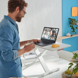 Leitz Ergo Cosy Adjustable Ergonomic Portable Laptop Standing Desk Converter 700 X 350mm For Home Office In Grey - thumbnail 8
